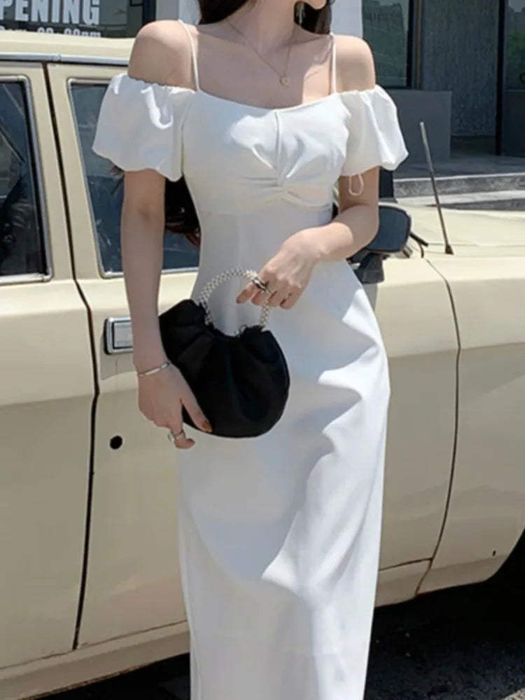 Sleeveless Summer Midi Dress Slim Bodycon Party Prom Vestidos Femme Wedding Clothes Robe