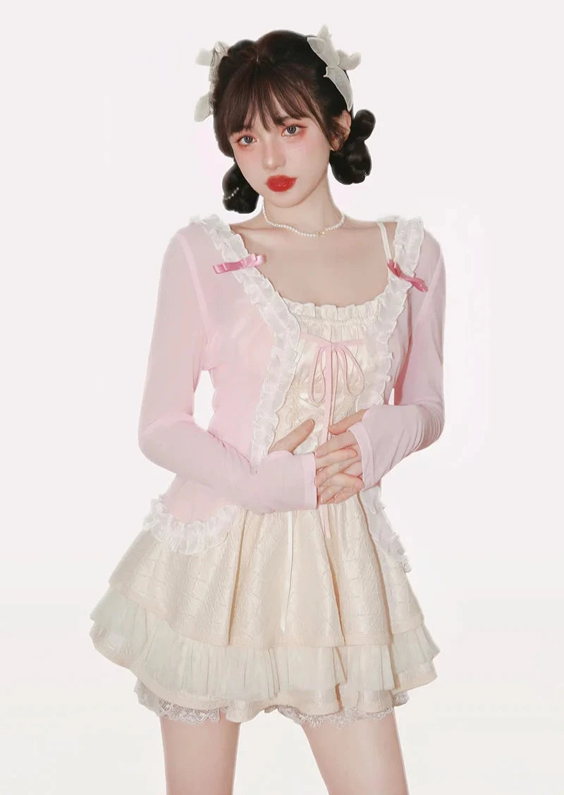 Blouses Allmatch Fungus Edge Chiffon Tender Summer Style Sunscreen Loose Outerwear