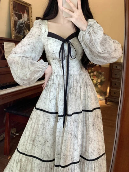 Print Midi Dress Spring Summer Aline Party Birthday Clothes Female Long Vestidos New