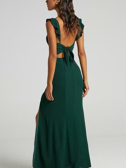 Sleeveless High Slit Bodycon Party Club Evening Dress Pleated High Waisted Vestido Slim Long Dress