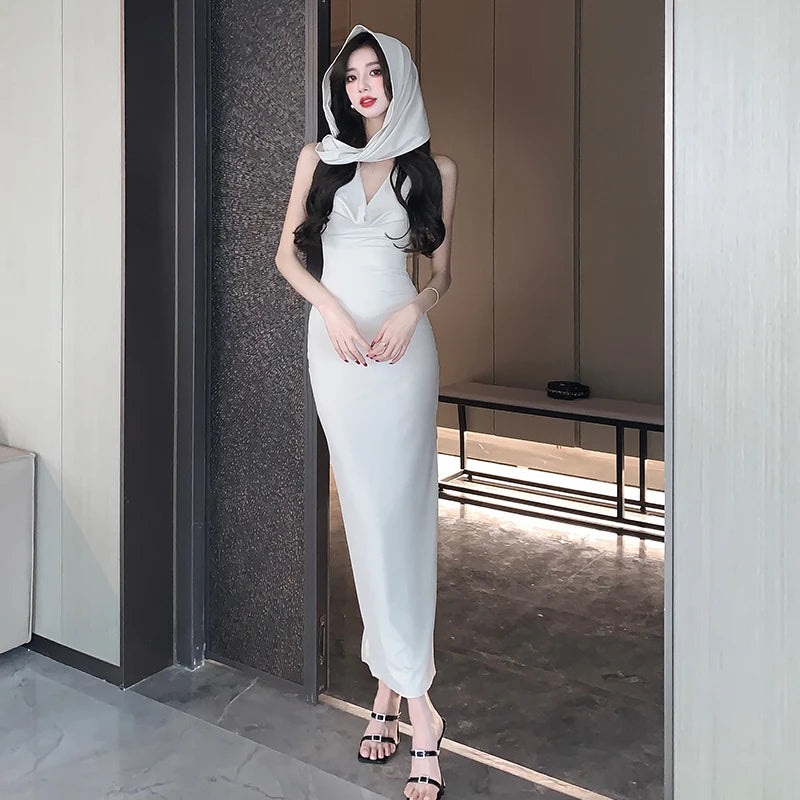 Summer New Strapless Sleeveless Bodycon Long Dresses Slim Split Backless Package Hip Dress Vestidos
