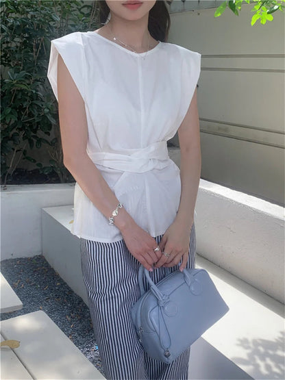 Work Wear Blouses Minimalist Summer Sleeveless Daily New Office Lady