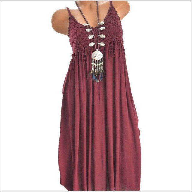 Color Spaghetti Strap Dresses V-neck Lace Edge Patchwork Mini Dress Lady Vestidos Summer New