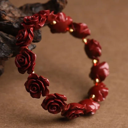 Red Rose Beaded Bracelet
