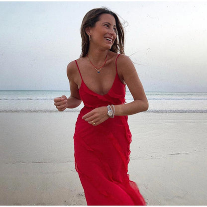 Deep V Neck Maxi Dress
