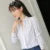 White Tops Blouses Stripe Print Long Sleeve Office Lady Ol Shirts Slim Blusas Df4970
