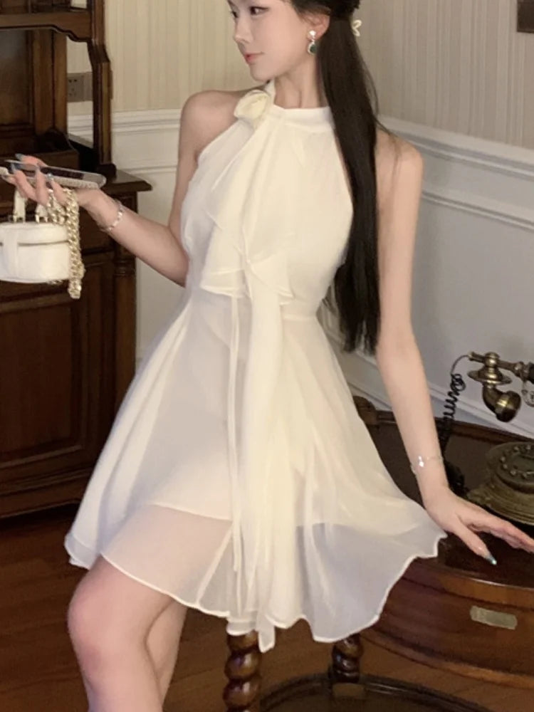 Sleeveless Y2k Mini Dress Korean Lady One Piece Clothing Evening Party Summer New