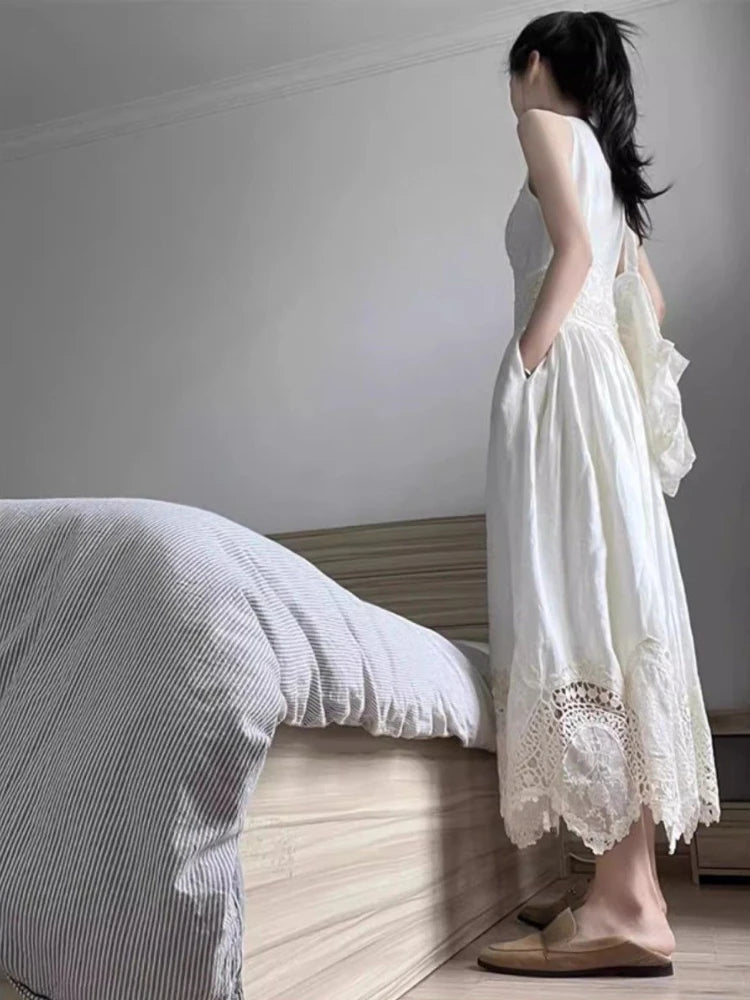 Sleeveless 2000s Y2k Midi Dress One Piece Dress Korean Outfits Even Party Beach Style