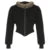 Y2k Fur Trim Hoodie Cardigan Basic Black Slim Cropped Jacket 90s Winter Zipper Coat Harajuku