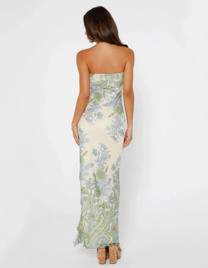 Seraphine| Romantic Print Strapless Maxi Dress