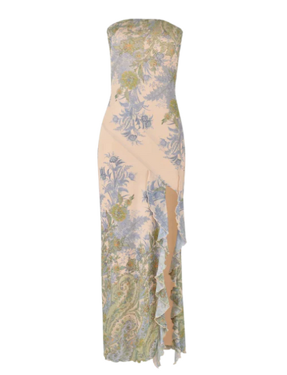 Seraphine| Romantic Print Strapless Maxi Dress