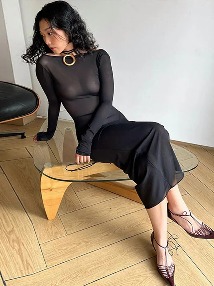 Backless Strappy Long Tulle Maxi Midi Dresses