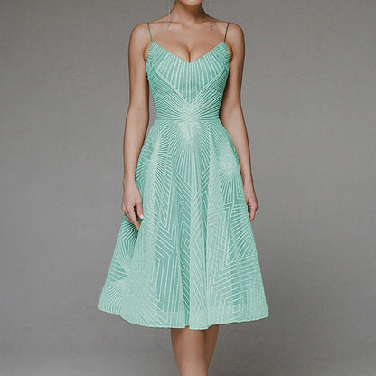 Luxurious Long Formal Party Evening Midi Dress