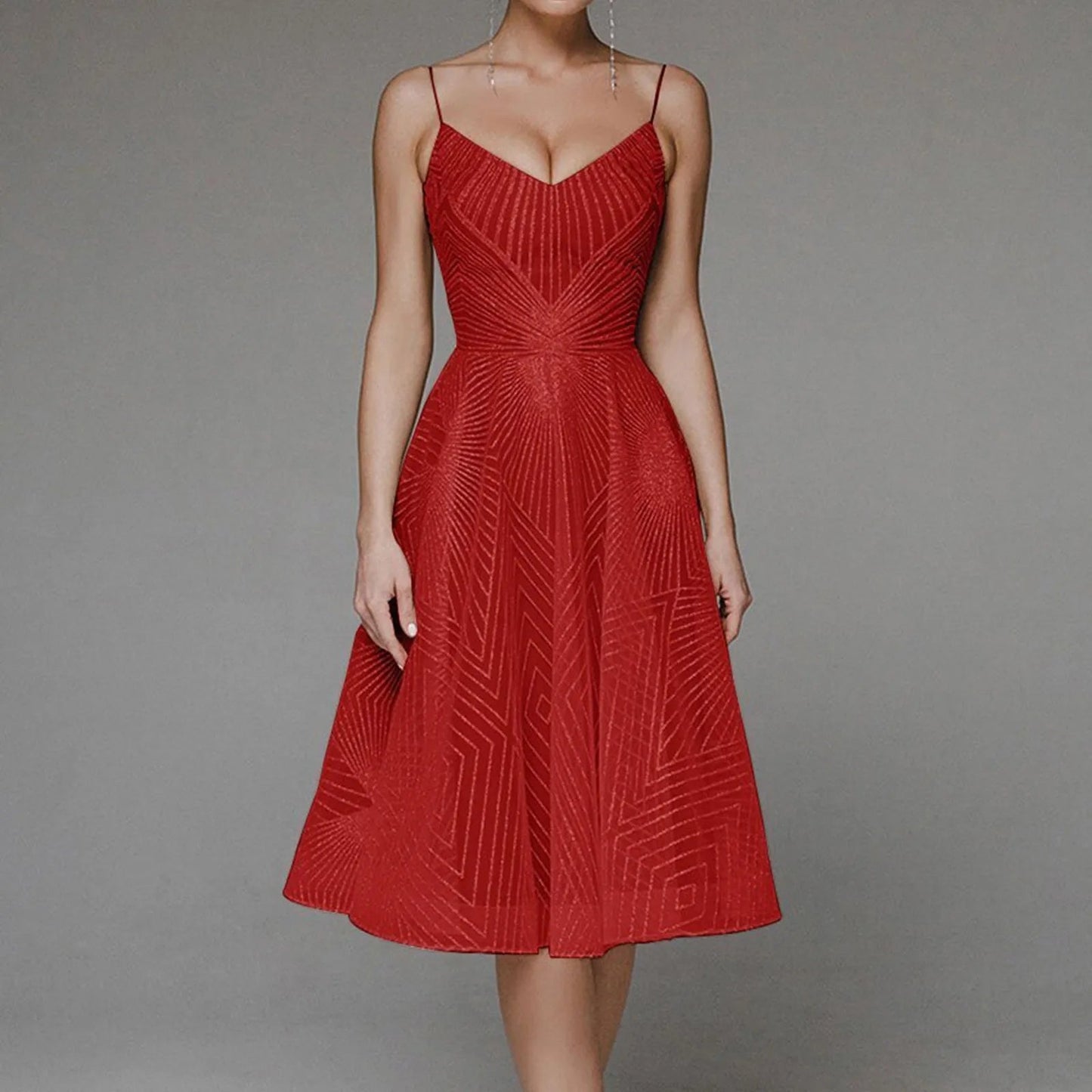 Luxurious Long Formal Party Evening Midi Dress