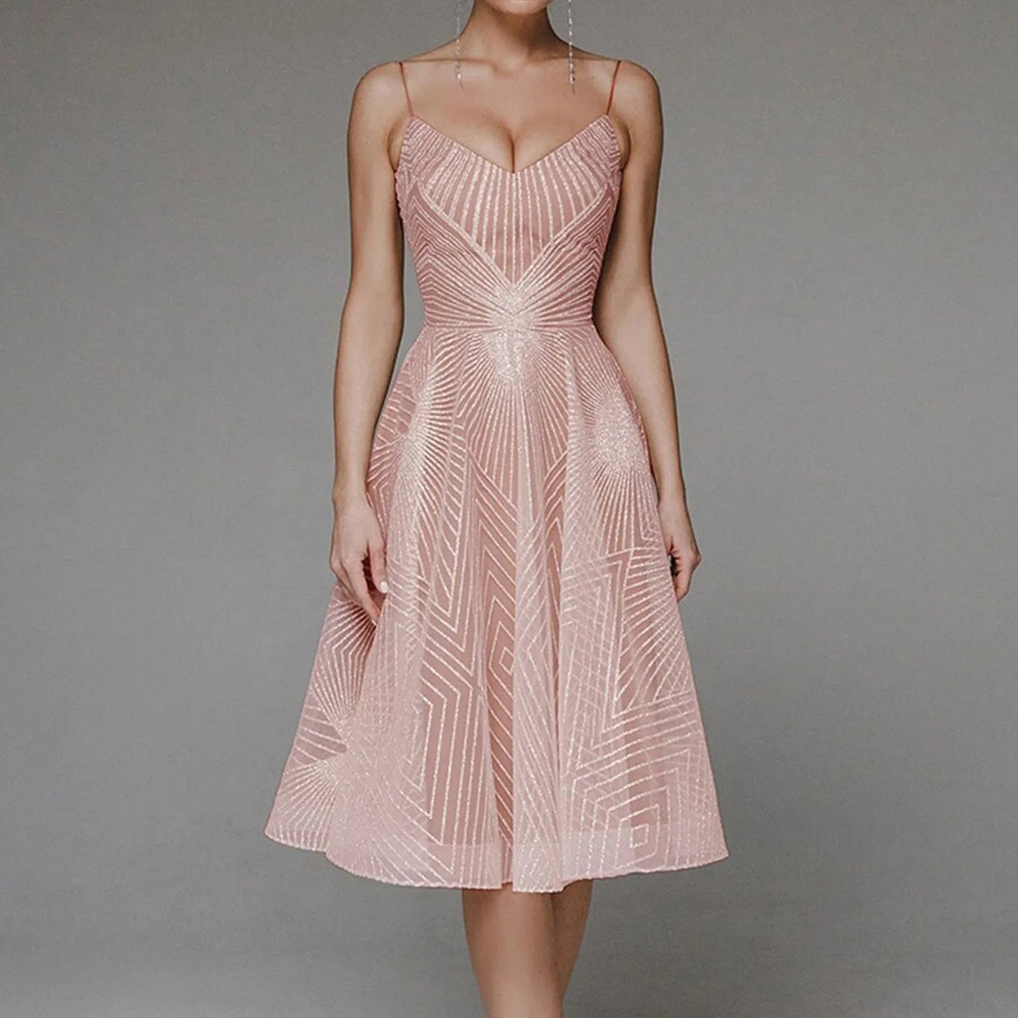 Luxurious Long Formal Party Evening Midi Dress