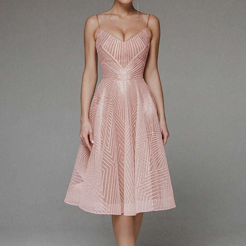 Luxurious Long Formal Party Evening Midi Dress