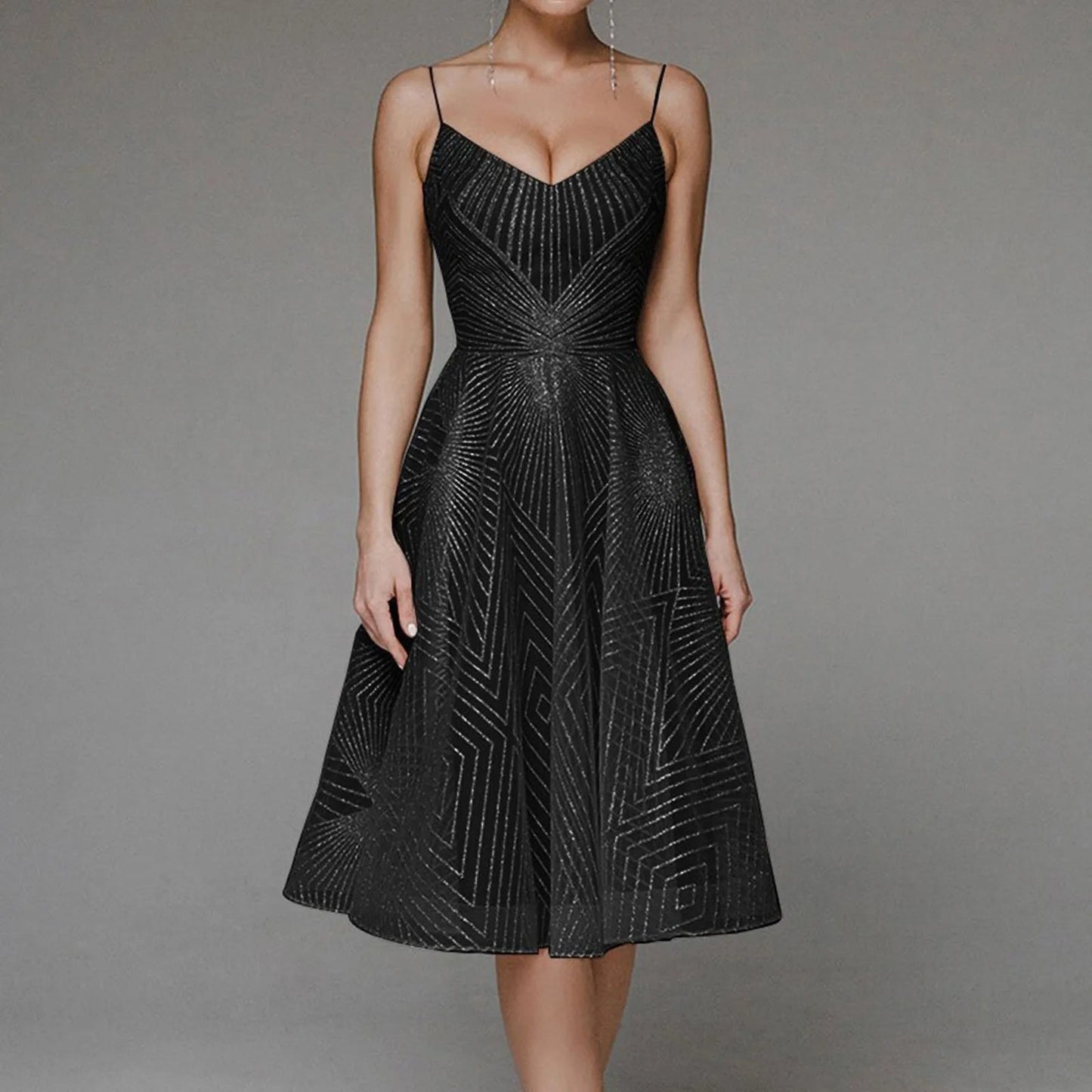Luxurious Long Formal Party Evening Midi Dress