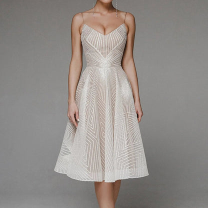 Luxurious Long Formal Party Evening Midi Dress