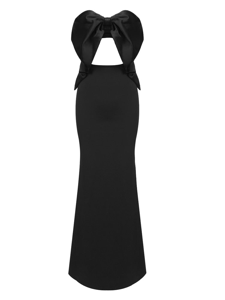 Bodycon Dress Black White Strapless Skiny Long Dress