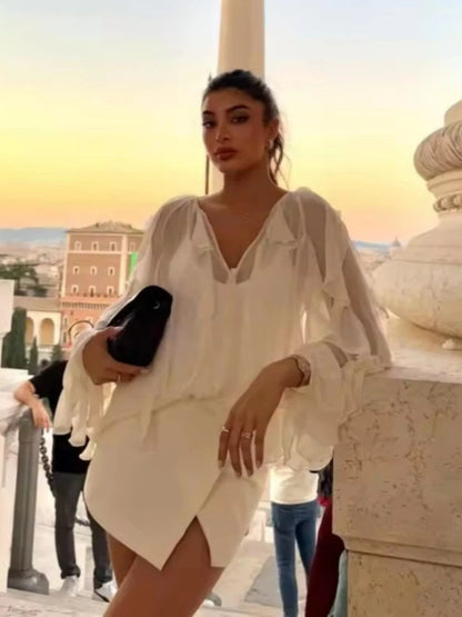 Chiffon Layered Ruffled Loose Blouse