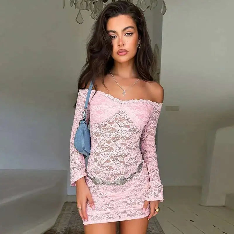 Strapless Lace Backless Party Mini Dress