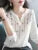 Spring Autumn White Blouses Tops Lady Embroidery V-neck Long Sleeve Loose Blusas Top Df4272
