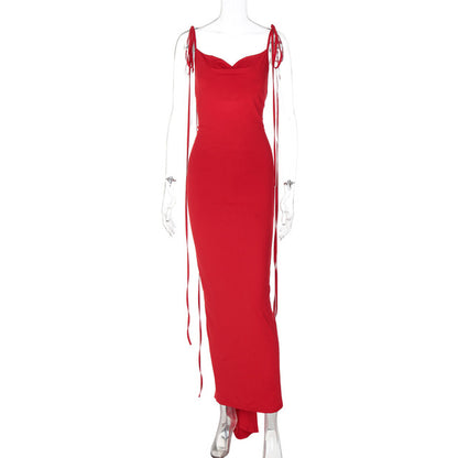 Backless Maxi Dress Spaghetti Strap Sleeveless Bodycon Club Party Long Fishtail Dress