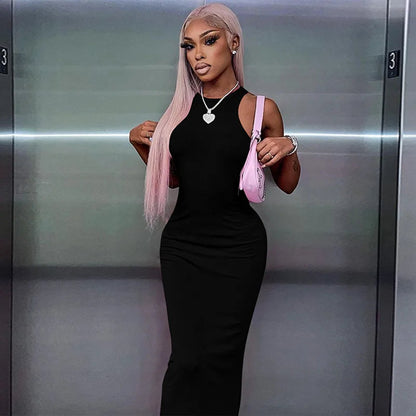 Ribbed Sleeveless Bodycon Maxi Dress