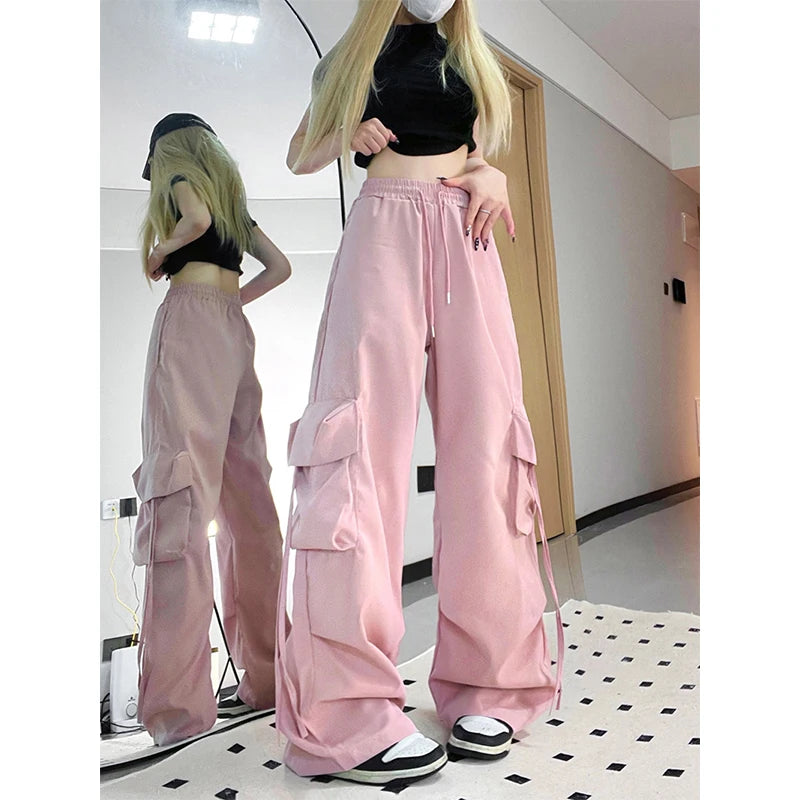 Y2k Cargo Pants Oversized Wide Leg Sweatpants Harajuku Big Pockets Joggers Bf High Waist Baggy Sports Trousers