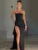 Strapless Backless High Split Maxi Dress for Black Off-shoulder Sleeveless Bodycon Club Party Long Dress Clothes