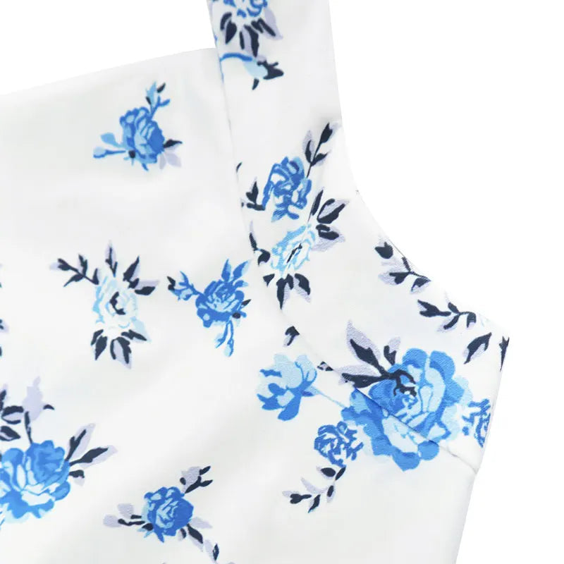 Halter Mini Dresses Spring Summer New Slim Blue Print Dress Backless Dress