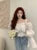 Low Cut Off Shoulder Youth Blouse Designer Sweet Puff Sleeve Crop Top Ruffles Korean Pocket Button Short Shirts
