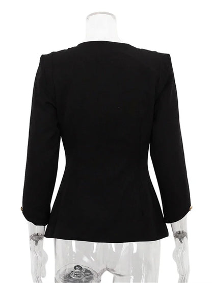 Autumn Square Collar Outwear Female Commute Cropped Long Sleeve Patchwork Cardigan Coat
