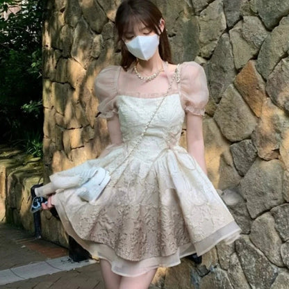 Fairy Short Sleeve Dress Korean Mini Dress Kawaii Clothing Lolita Dress Party Female Summer Design
