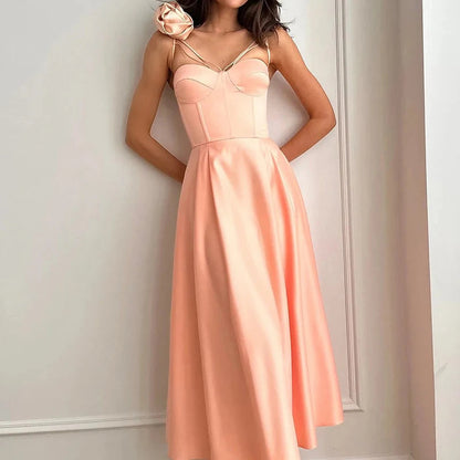 French Flower Design Sling Long Dress Spring Deep Vneck Hollow Party Dress Summer Off Shoulder Lady Maxi Dress