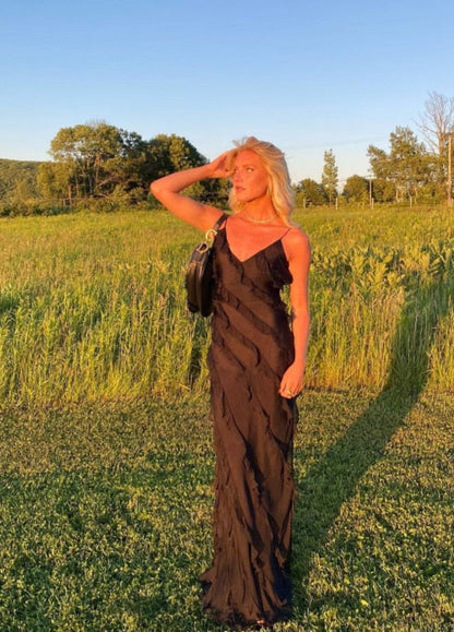 Deep V Neck Maxi Dress