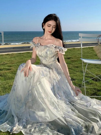 Summer Midi Dress Aline Ruffles Beach Holiday Clothes Female Robe Vestidos New