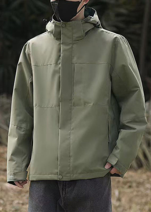 Simple Coats Cotton Oversized Green Hooded Spring Army