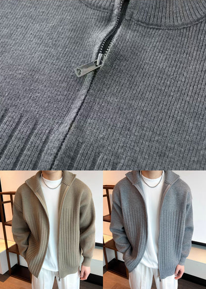 Coat Spring Pan Peter Grey Knit Collar