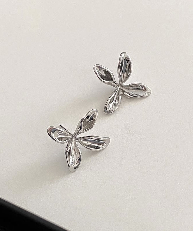 Simple Sterling Silver Overgild Stud Earrings