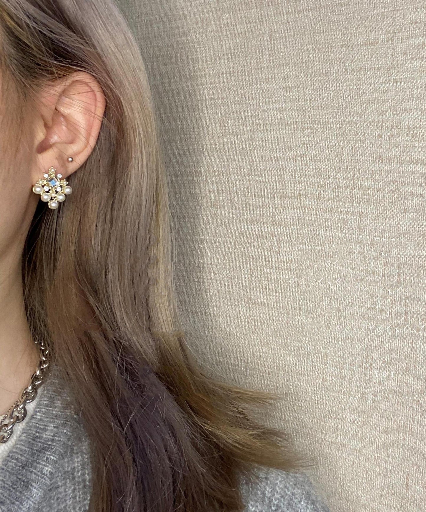 Simple White Pearl Zircon Stud Earrings Gh1002