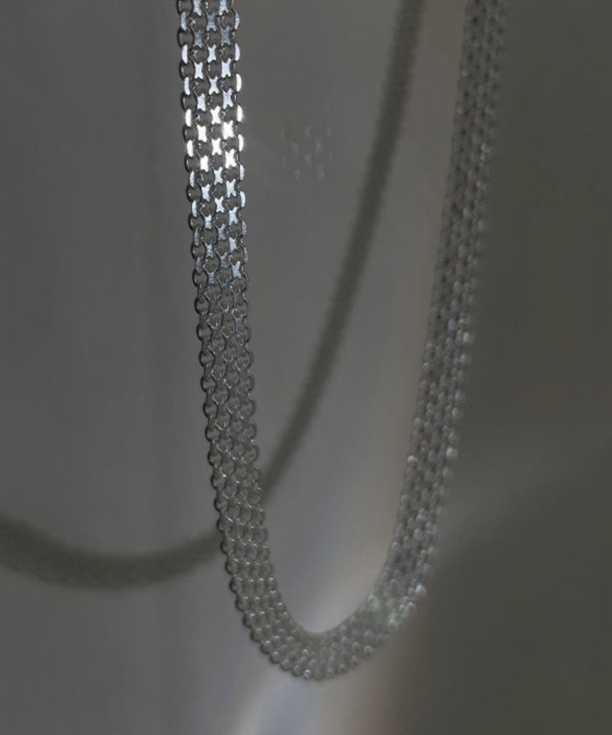 Simple White Sterling Silver Hand Woven Collar Necklace Po004
