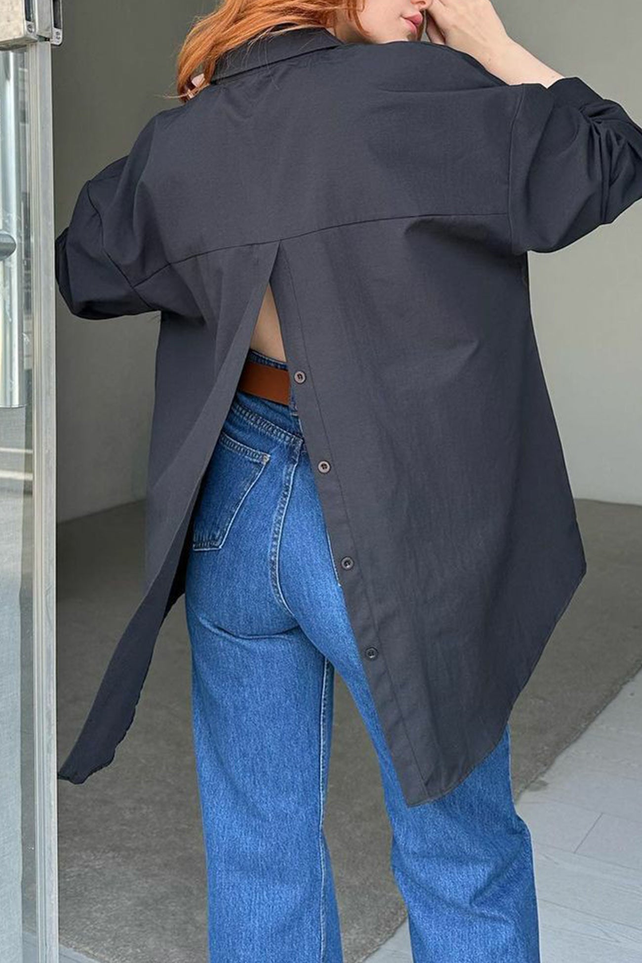 Single-breasted Back Slit Blouse