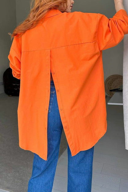 Single-breasted Back Slit Blouse