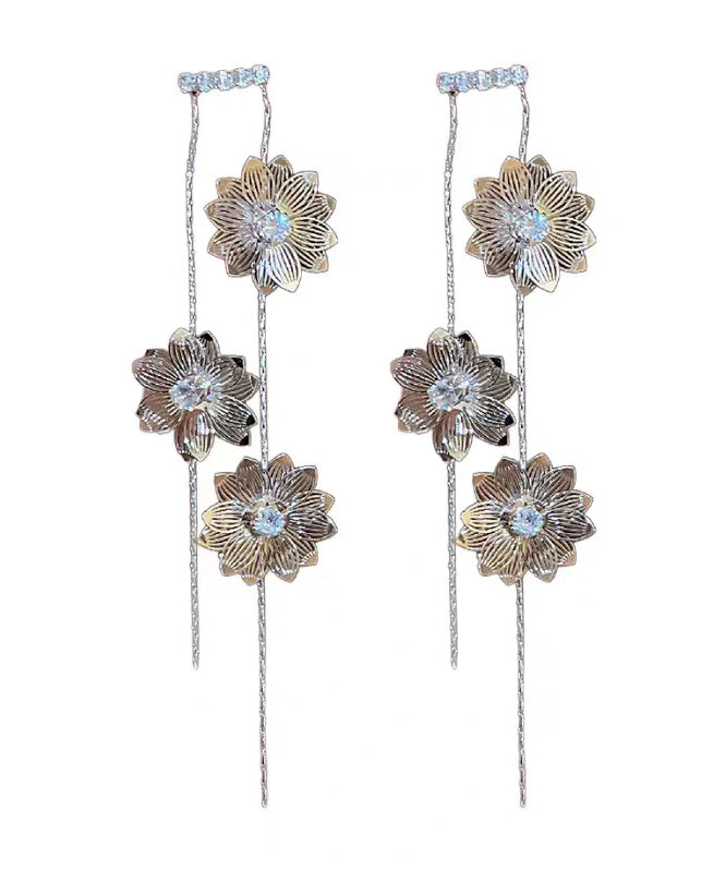 Skinny Silk Copper Zircon Tassel Drop Earrings