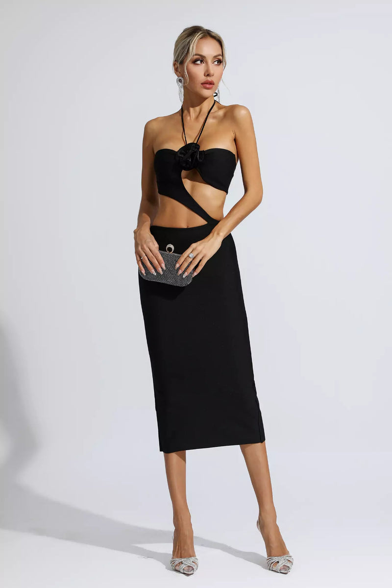 Skye Black Cutout Midi Dress