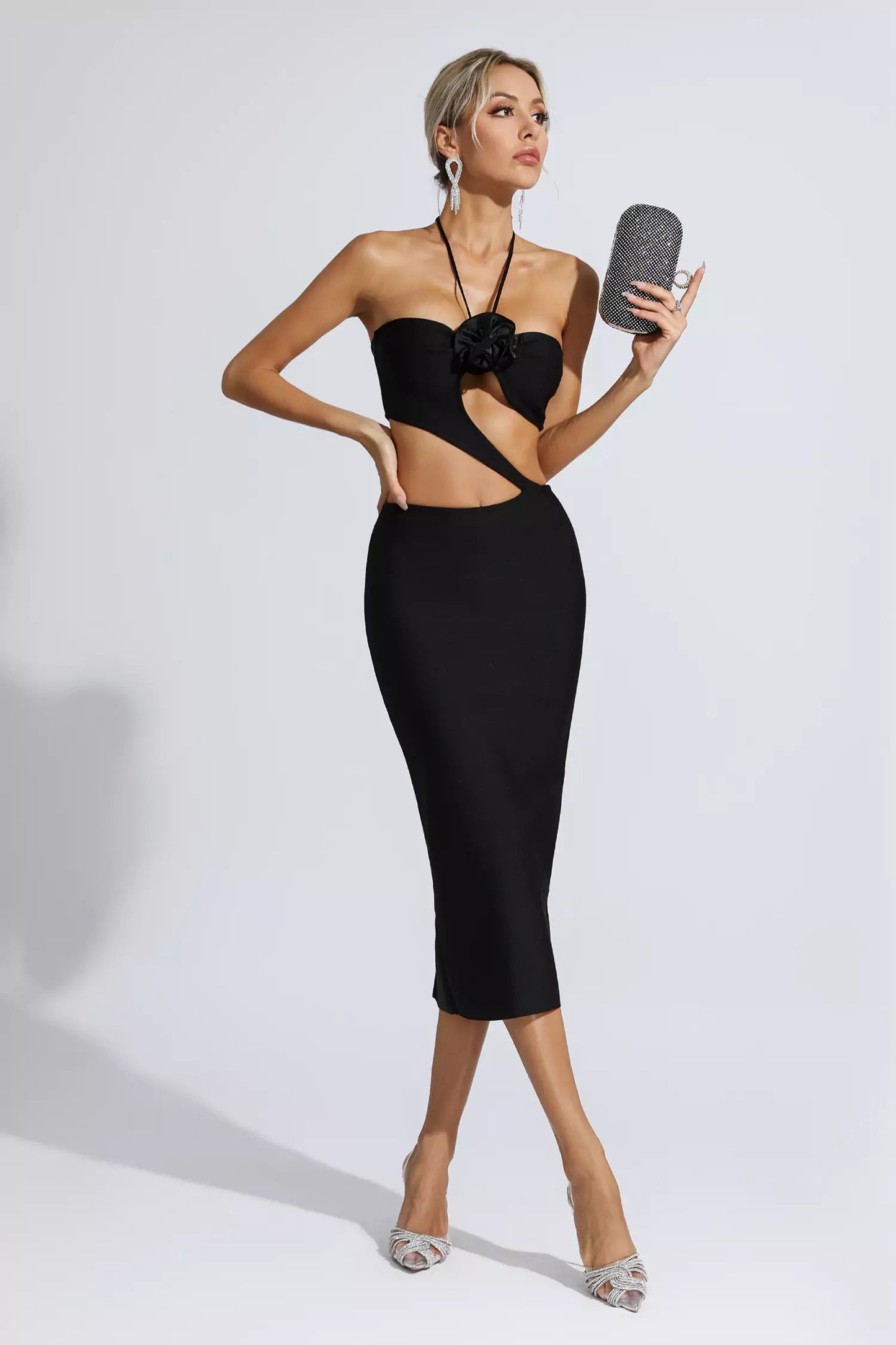Skye Black Cutout Midi Dress