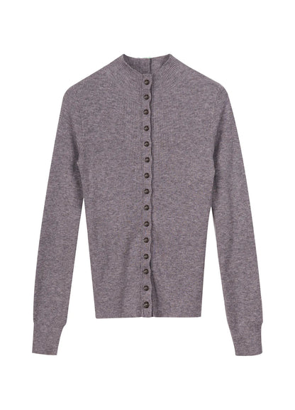 Slim Ribbed Button Cardigan