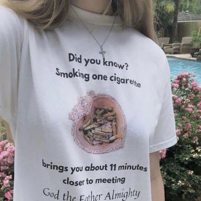 Funny Smoking Cigarette Meme Graphic T-shirt