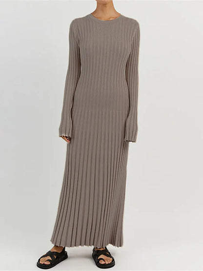 White Pleated Long Robes Summer Lady Office Maxi Dress